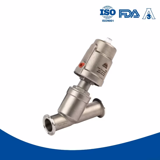 Sanitary Stainless Steel Pneumatic Angle Seat Valve SS304 Clamped