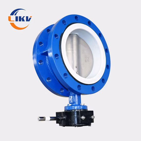Gear Box Soft Seal Ci Di Body PTFE Seated Lining Manual Worm Gear Butterfly Valve with Ss Disc
